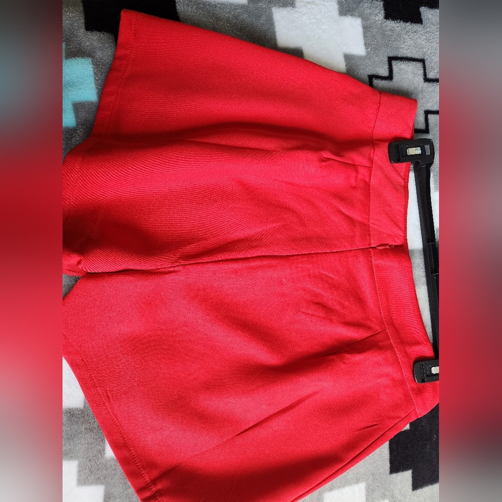 Red Button Detail Shorts - Picture 2 of 3